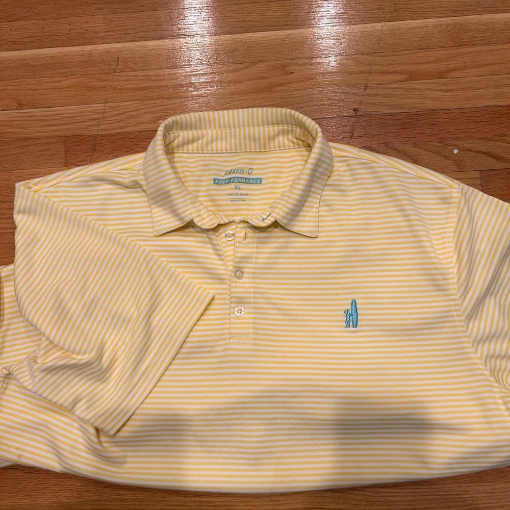 johnnie-O Yellow and White Striped Shirt XL